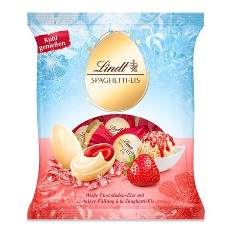 Spaghetti Eis Rezept Lindt Ostereier mit Erdbeersauce