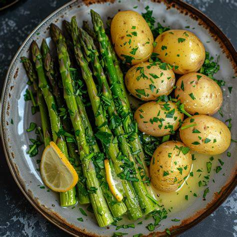 Spargel mit Salzkartoffeln und Butter