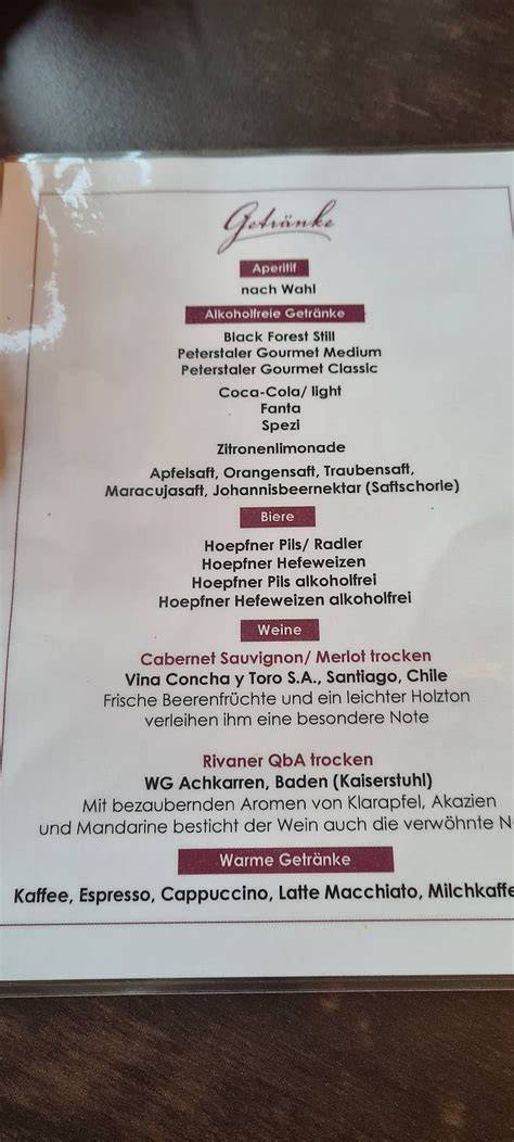 Speisekarte Restaurant Schoko Rheinstetten