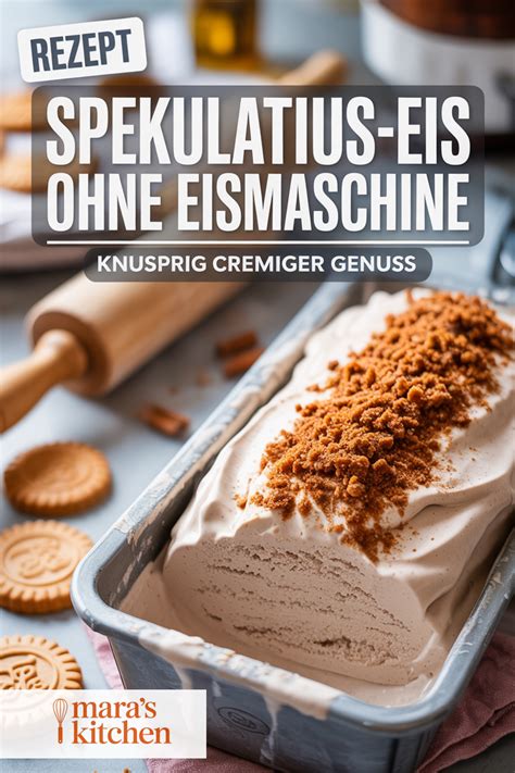 Spekulatius Eis in der Eismaschine - Zutaten, Gewürze und Prozess als Infografik