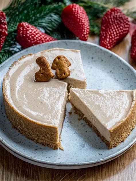 Spekulatius Käsekuchen als festlicher Adventskuchen aufgeschnitten auf dem Blech