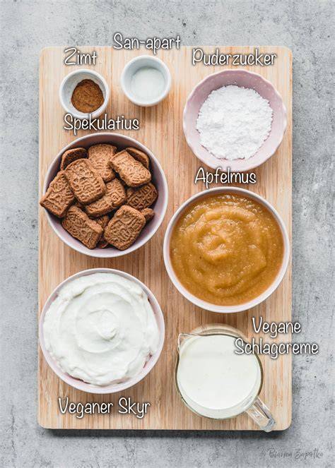 Spekulatius-Dessert Zutaten und Schichten als Infografik