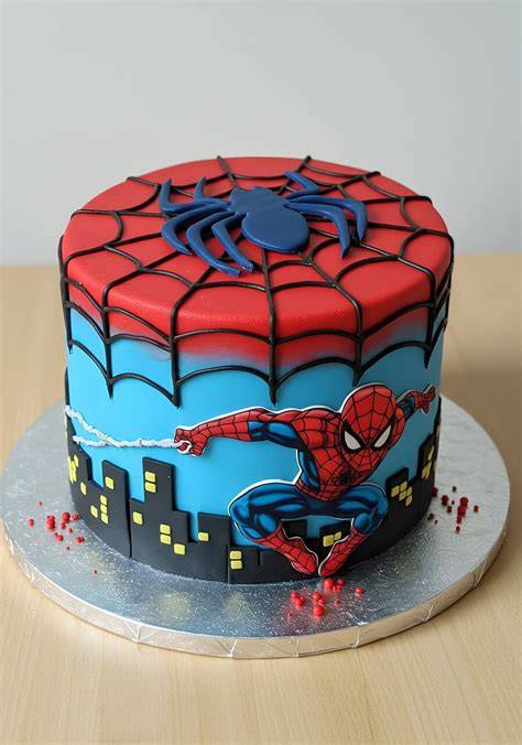 Spiderman-Torte mit Netz-Dekor