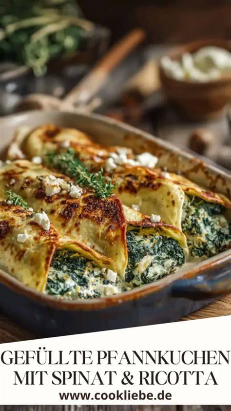 Spinat-Ricotta Crêpe-Torte im Ofen
