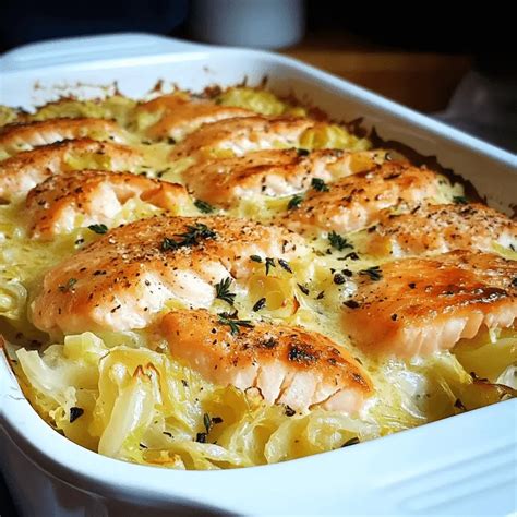 Spitzkohl-Lachs-Auflauf goldbraun gebacken im Ofen