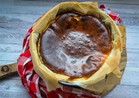 Springform mit überstehendem Backpapier für San Sebastian Cheesecake