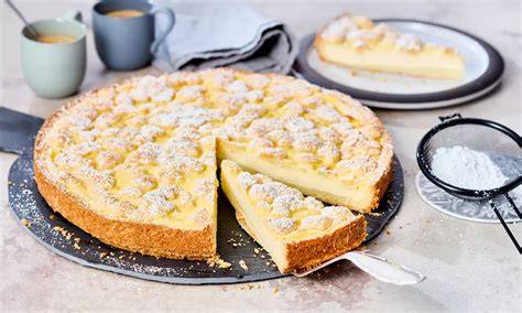 Springform mit Puddingkuchen und Streuseln