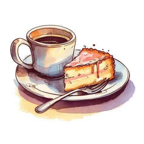 Stück Apfel-Rotkohl-Kuchen auf einem weißen Teller, daneben eine Tasse Kaffee