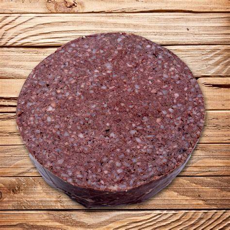 Stück Black Pudding, angeschnittene Scheiben