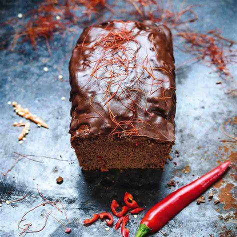 Stücke vom Schoko-Chili-Kuchen mit Chilifäden garniert
