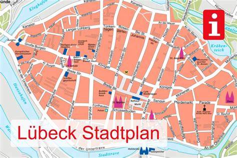 Stadtplan von Lübeck mit der Lage der Niederegger-Fabrik