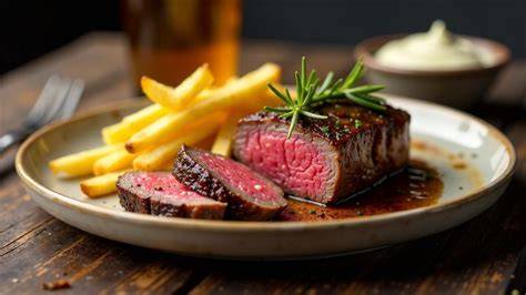 Steak mit Trüffelmayonnaise und hausgemachten Pommes