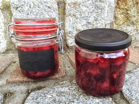 Sterilisierte Einmachgläser mit Cranberry-Kompott