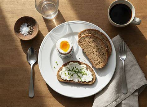 Stimmungsvolles Frühstück mit Brot und Pflaumen-Vanille-Marmelade