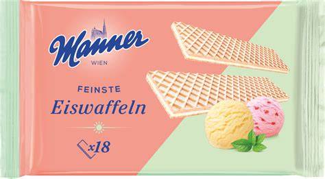 Store-Regal: Manner Eiswaffeln neben Manner Knöpfe schokoladegetunkt