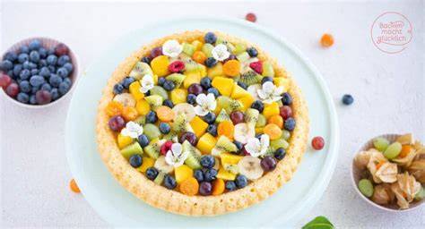 Streuselschicht auf Obstkuchen