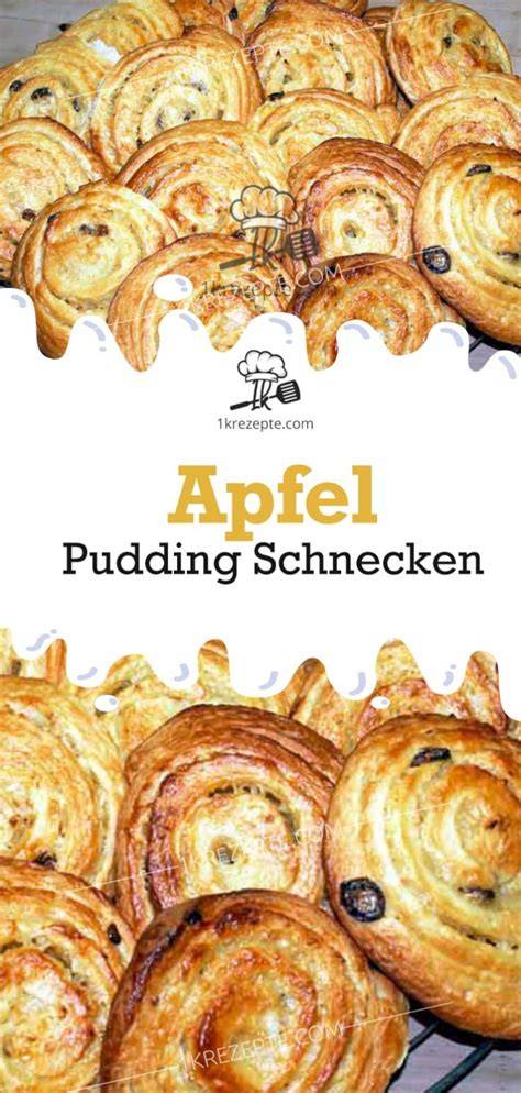Streuselschnecke mit Pudding Zutaten und fertige Schnecken auf Backblech