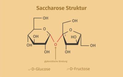 Strukturformel von Saccharose: Glucose und Fructose verbunden