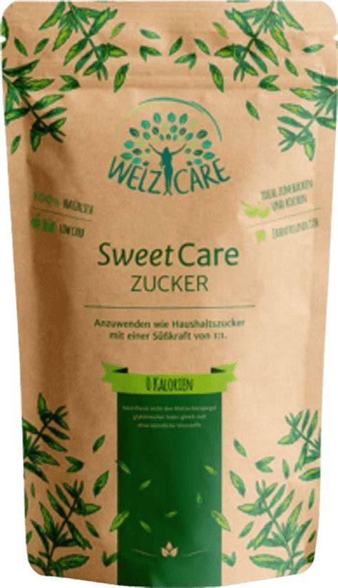 SweetCare Zucker Verpackung und Kristallstruktur