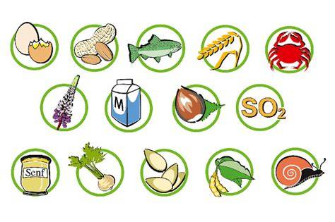 Symbole für Allergene und Zutaten