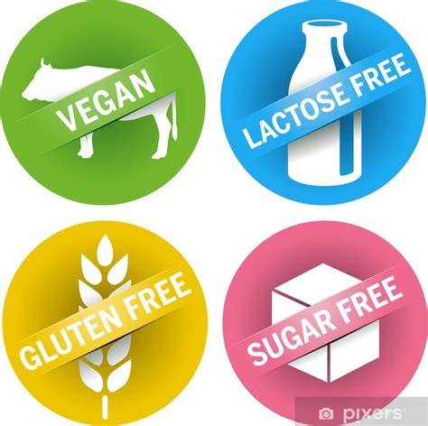 Symbole zu Gluten, Laktose, Vegetarisch, Nicht-Vegan