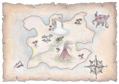 Symbolische Karte: Schatzkarte & Insel-Topos