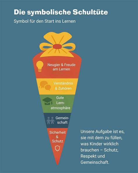 Symbolische Schultüte und Einschulungsfeier