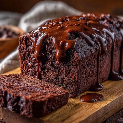 Türkischer Schokoladenkuchen angeschnitten auf einem Holzbrett, daneben Kakao und Schokostückchen