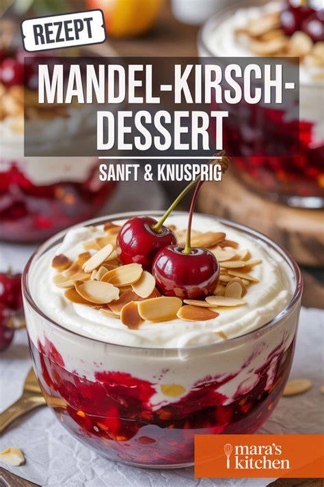 Tabelle mit Zutatenübersicht Mandel Kirsch Dessert