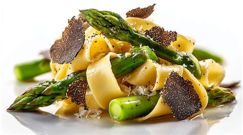Tagliatelle mit gehobeltem Trüffel auf weißem Teller