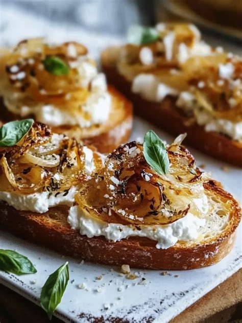 Tartines mit karamellisierten Apfelscheiben und Ziegenkäse im Ofen