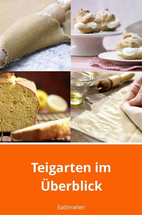 Teigarten im Vergleich: Mürbeteig, Biskuit, Rührteig, Blätterteig, Übersichtsgrafik
