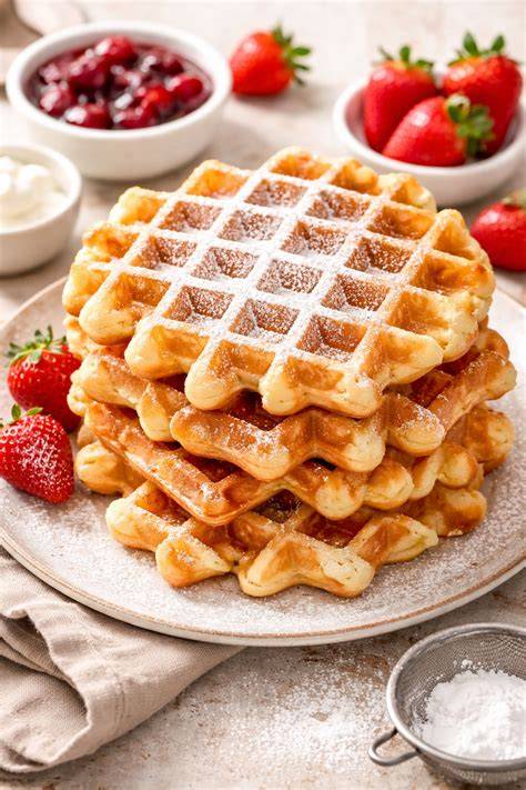 Teigschüssel und Zutaten für klassische Waffeln