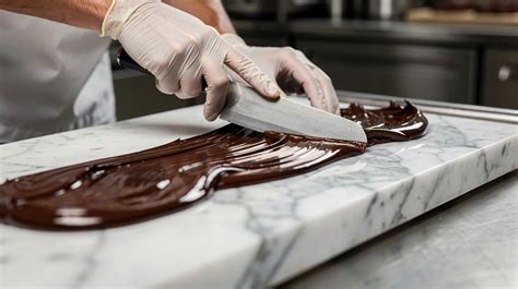 Tempering auf Marmorplatte (Tablier-Methode)