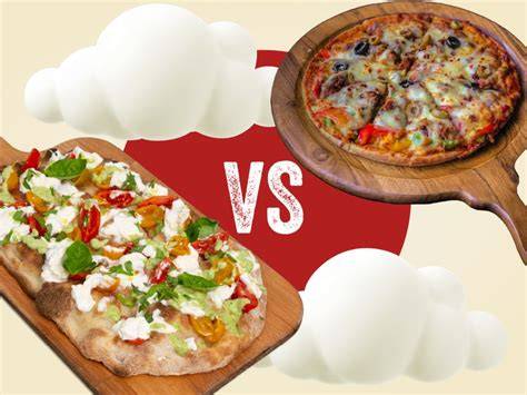 Texturkontrast zwischen Pizza und Dessert