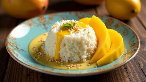 Thailändische Kokos-Eisbecher mit Mais, Erdnüssen und Sticky Rice auf einem Markt