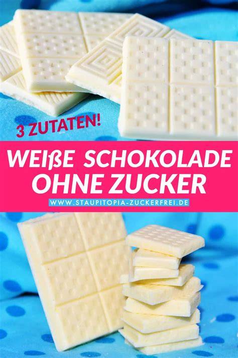 Themenbild: weiße Schokolade ohne Zucker und verschiedene Verpackungen