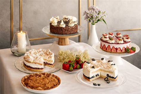 Themenkuchen und Torten-Schnitten aufs Buffet dekoriert