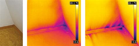 Thermografie einer Käsekuchen-Oberfläche mit und ohne Risse