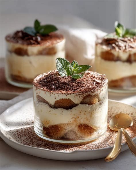 Tiramisu alkoholfrei eingekühlt zum Servieren vorbereitet