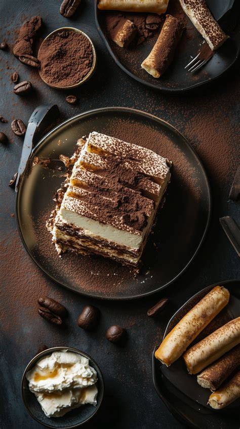 Tiramisu mit Kakaopulver bestäubt