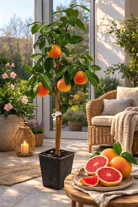 Topf-Pomelo im Wintergarten