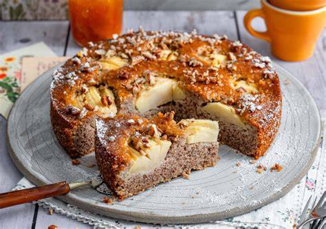 Topfen‑Hirse‑Kuchen mit Birnen