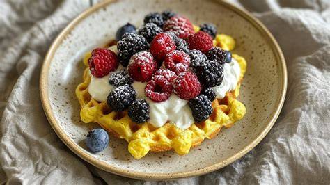 Topping-Variationen für Proteinwaffeln: Beeren, Joghurt und herzhaft