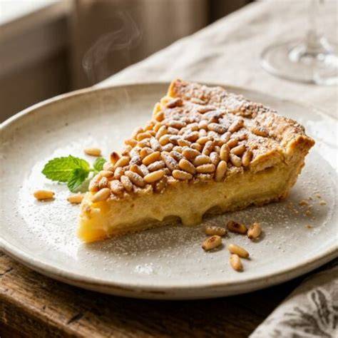 Torta della Nonna mit Pinienkernen
