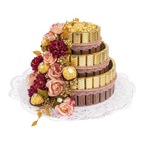 Torte aus Styropor-Podesten mit Schokoriegeln