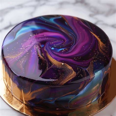 Torte mit mehrfarbiger Mirror-Glaze im Marmor-Look