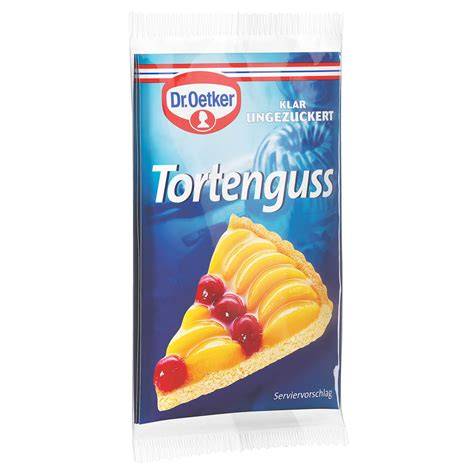 Tortenguss auf Obstkuchen, klar und rot im Vergleich