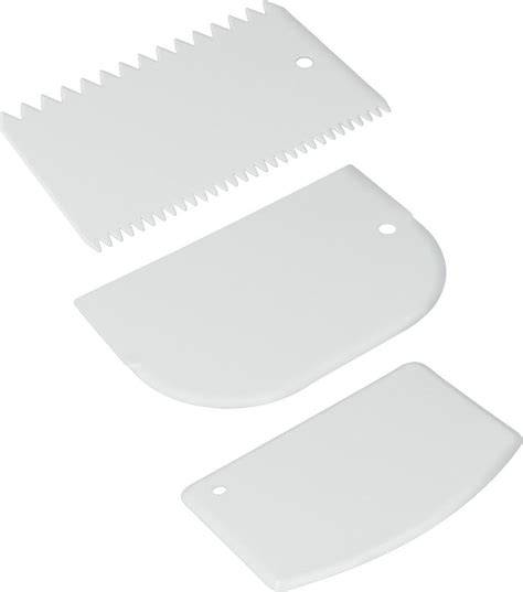 Tortenzubehör: Winkelpalette, Teigschaber, Garnierkamm