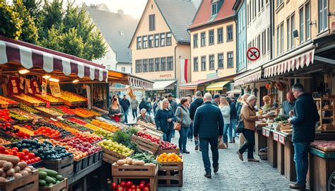 Trüffelverkaufsstand auf einem Wochenmarkt mit frischen Pilzen